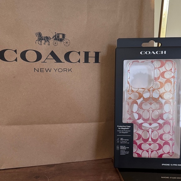 Coach iPhone 15 Pro Max Case - Pink and Orange Pattern - Picture 1 of 6